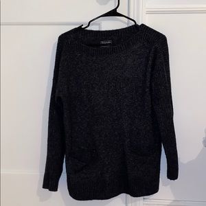 black/gray scoop neck sweater